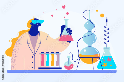 Chemistry worker, woman scientist concept
