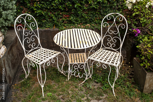 Garden chairs and table photo
