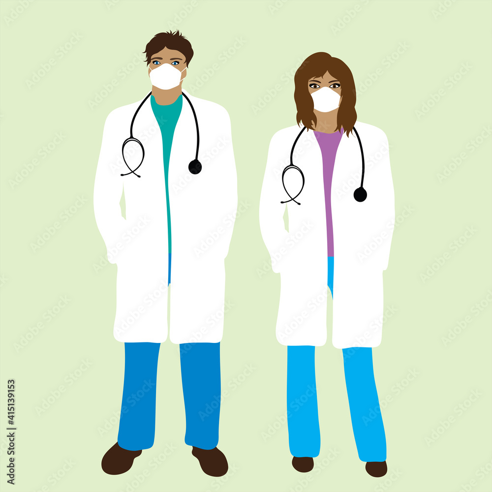 Illustration of couple of doctors. Symbol of medical care and hospital. Illustration of couple of doctors. Symbol of medical care and hospital.