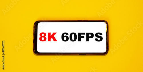 Fotografie Smartphone concept with 8k resolution and 60 fps frame rate