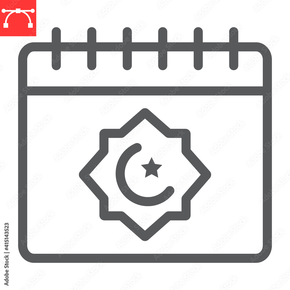Ramadan calendar line icon, happy ramadan and religion, islamic calendar vector icon, vector graphics, editable stroke outline sign, eps 10. Ramadan calendar line icon, happy ramadan and religion, islamic calendar vector icon, vector graphics, editable stroke outline sign, eps 10.