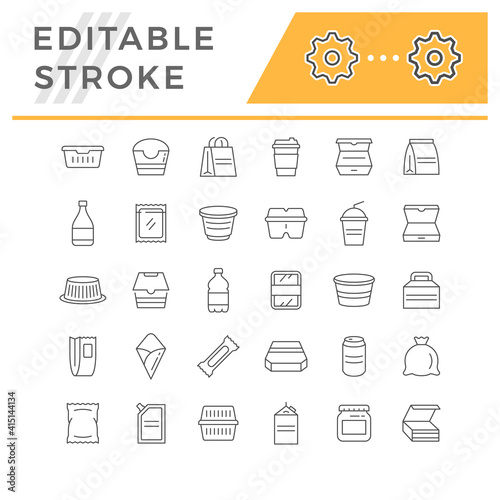 Set line icons of food packaging