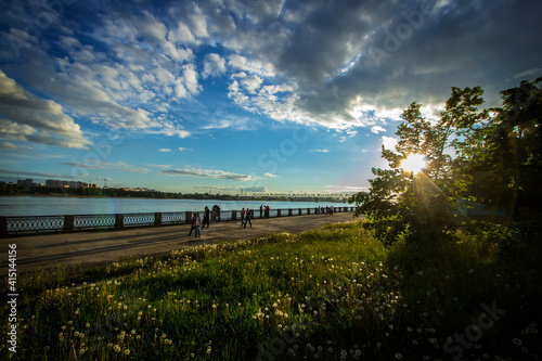 sunset over the river