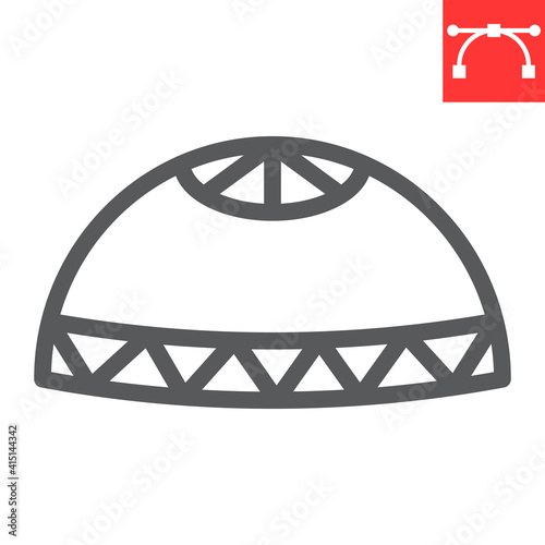 Muslim cap line icon, happy ramadan and religion, prayer cap vector icon, vector graphics, editable stroke outline sign, eps 10.