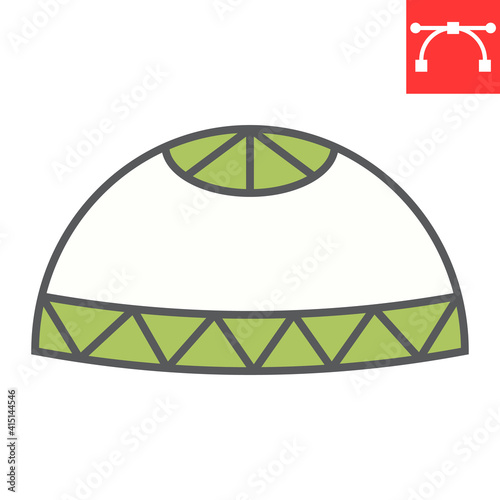Muslim cap color line icon, happy ramadan and religion, prayer cap vector icon, vector graphics, editable stroke filled outline sign, eps 10.