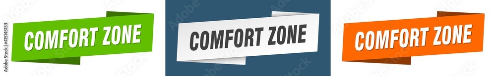 comfort zone banner. comfort zone ribbon label sign set comfort zone banner. comfort zone ribbon label sign set