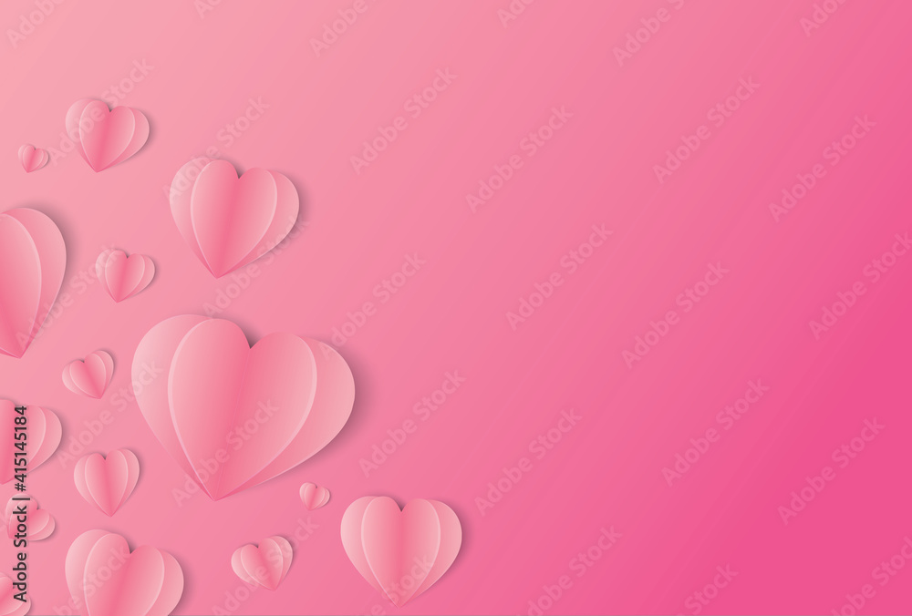 Beautiful  Hearts Falling on Background. Invitation Template Background Design, Greeting Card, Poster. Valentine Day. Vector illustration