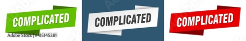 complicated banner. complicated ribbon label sign set