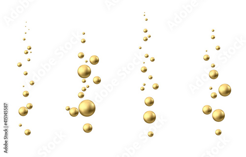 Gold sphere or oil bubble isolated on white background.
