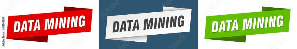 data mining banner. data mining ribbon label sign set data mining banner. data mining ribbon label sign set