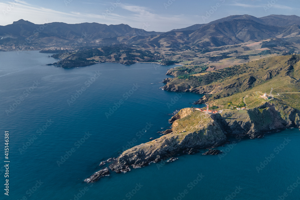 Aerial view of the Cap Béar near Banyuls in France
