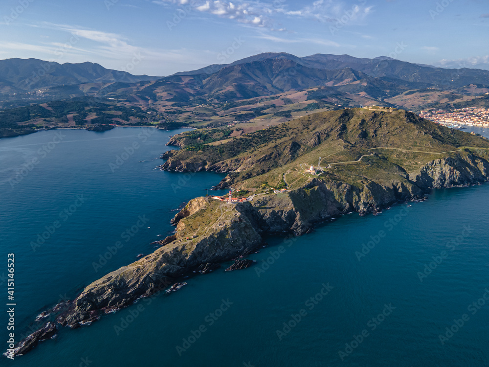 Aerial view of the Cap Béar near Banyuls in France
