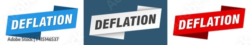 deflation banner. deflation ribbon label sign set