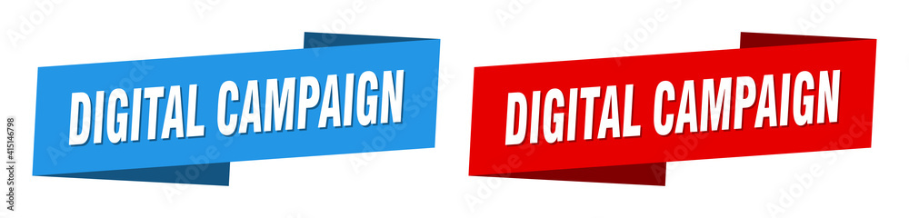 digital campaign banner. digital campaign ribbon label sign set