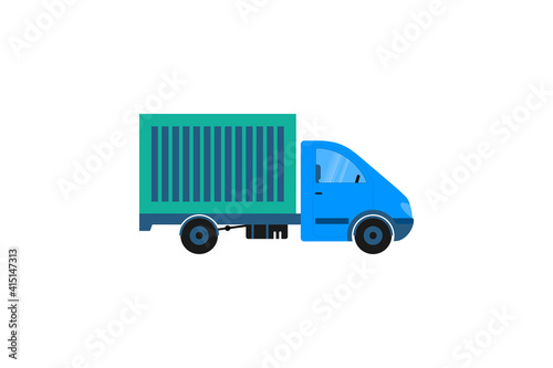 Vector truck template.Cargo transport, fast container delivery.Illustration on white background. Flat design..