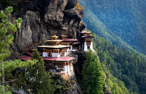 Tiger's Nest Monastery, a sacred Vajrayana Himalayan Buddhist site located in the upper Paro valley in Bhutan photo