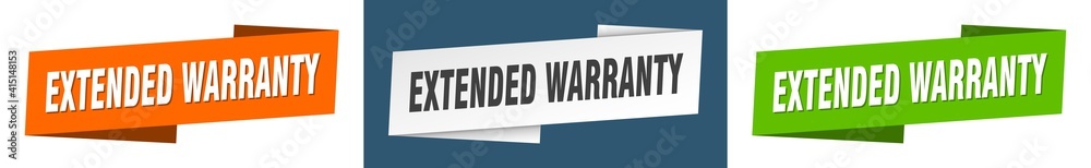 extended warranty banner. extended warranty ribbon label sign set