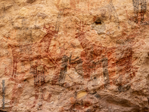 Rock art pictographs of the Cochimi people, Palmarito Cave, Sierra San Francisco, Baja California Sur photo