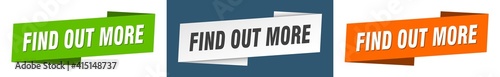 find out more banner. find out more ribbon label sign set