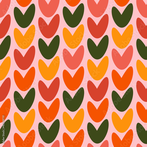 Vector cute pattern with hearts for web and textiles. Bright pattern with hearts of different colors for children. Holiday print with hearts.