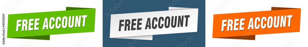 free account banner. free account ribbon label sign set