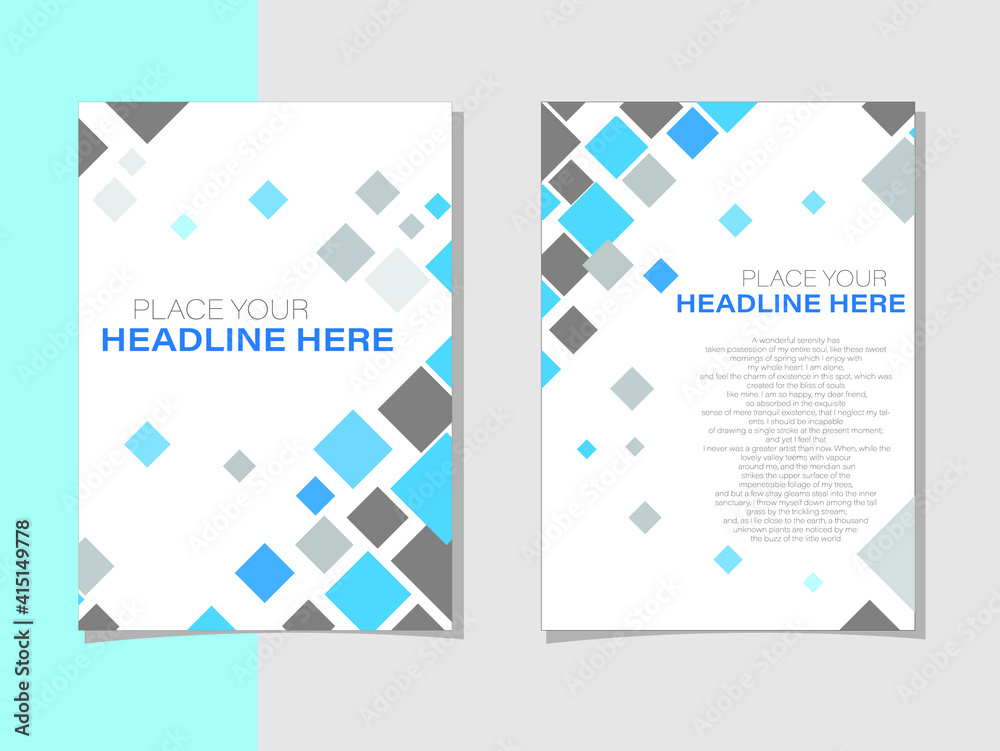 blue and gray flyer template for business and book cover