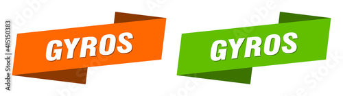 gyros banner. gyros ribbon label sign set
