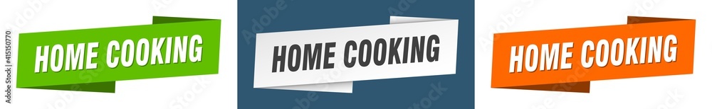 home cooking banner. home cooking ribbon label sign set