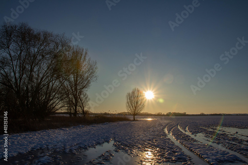 sunset in the winter
