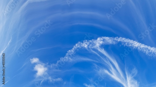 White clouds on the blue sky background. Panoramic photo © zakob
