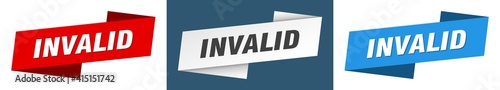invalid banner. invalid ribbon label sign set