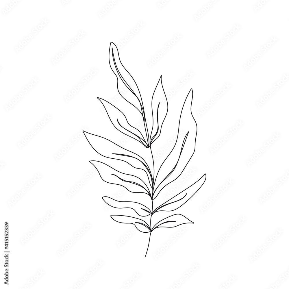 Leaves Single Line Drawing. Continuous LineDrawing of Simple Flower Minimalist Style. Abstract Contemporary Design Template for Covers, t-Shirt Print, Postcard, Banner etc. Vector EPS 10. Leaves Single Line Drawing. Continuous LineDrawing of Simple Flower Minimalist Style. Abstract Contemporary Design Template for Covers, t-Shirt Print, Postcard, Banner etc. Vector EPS 10.