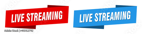 live streaming banner. live streaming ribbon label sign set
