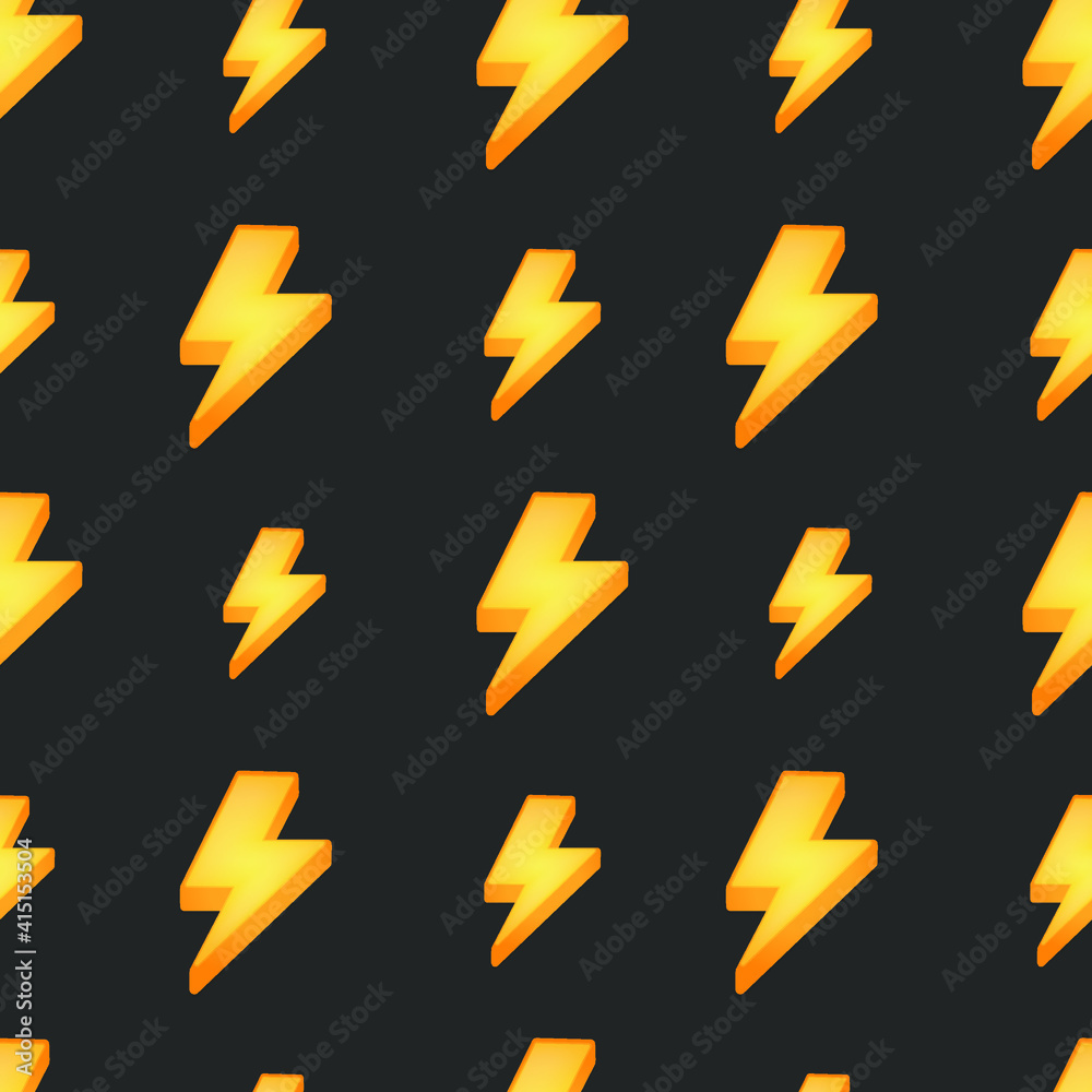 High Voltage Emoji Pattern. Lightning Bolt Electricity Seamless Background  Symbols. Silhouette Emoticon Thunderbolt Vector. Stock Vector | Adobe Stock