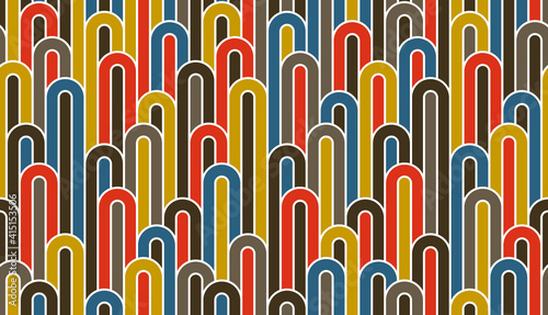 Seamless linear vector geometric minimalistic pattern, abstract lines tiling background, stripy weaving, optical maze, twisted stripes. Colorful design.