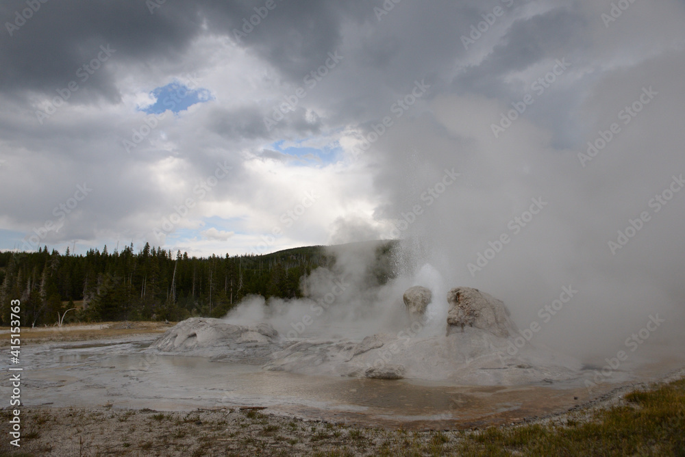 Giant Geyser at Old Faithful geothermal area in Yellowstone National Park, Wyoming, USA