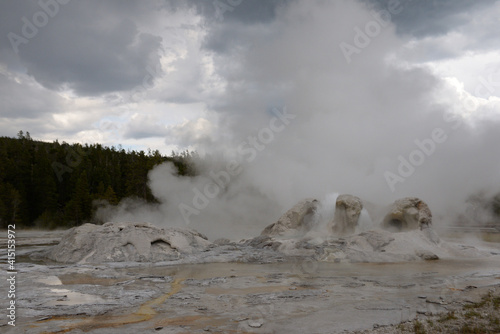 Giant Geyser at Old Faithful geothermal area in Yellowstone National Park, Wyoming, USA