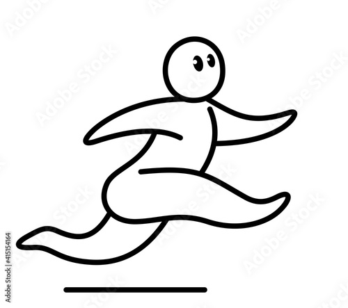 Funny cartoon man running vector flat style illustration isolated on white, cute and positive small guy drawing or icon.