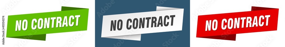 no contract banner. no contract ribbon label sign set