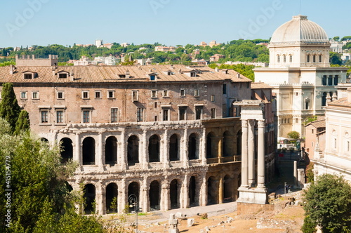 Theatre of Marcellus, ruins of Temple of Apollo Sosianus, Apollo Medicus, Rome photo