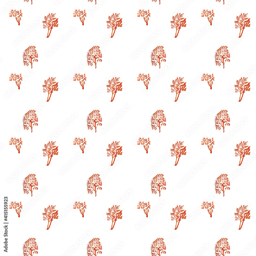 Seamless pattern. Hand drawn. Marker sketch. Silhouettes of trees on a white background. Ecology background Seamless pattern. Hand drawn. Marker sketch. Silhouettes of trees on a white background. Ecology background