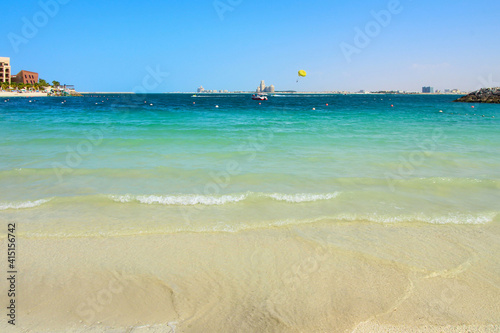 Ras al Khaimah, Al Marjan Island beach. Vacation in United Arab Emirates.