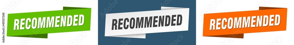 recommended banner. recommended ribbon label sign set