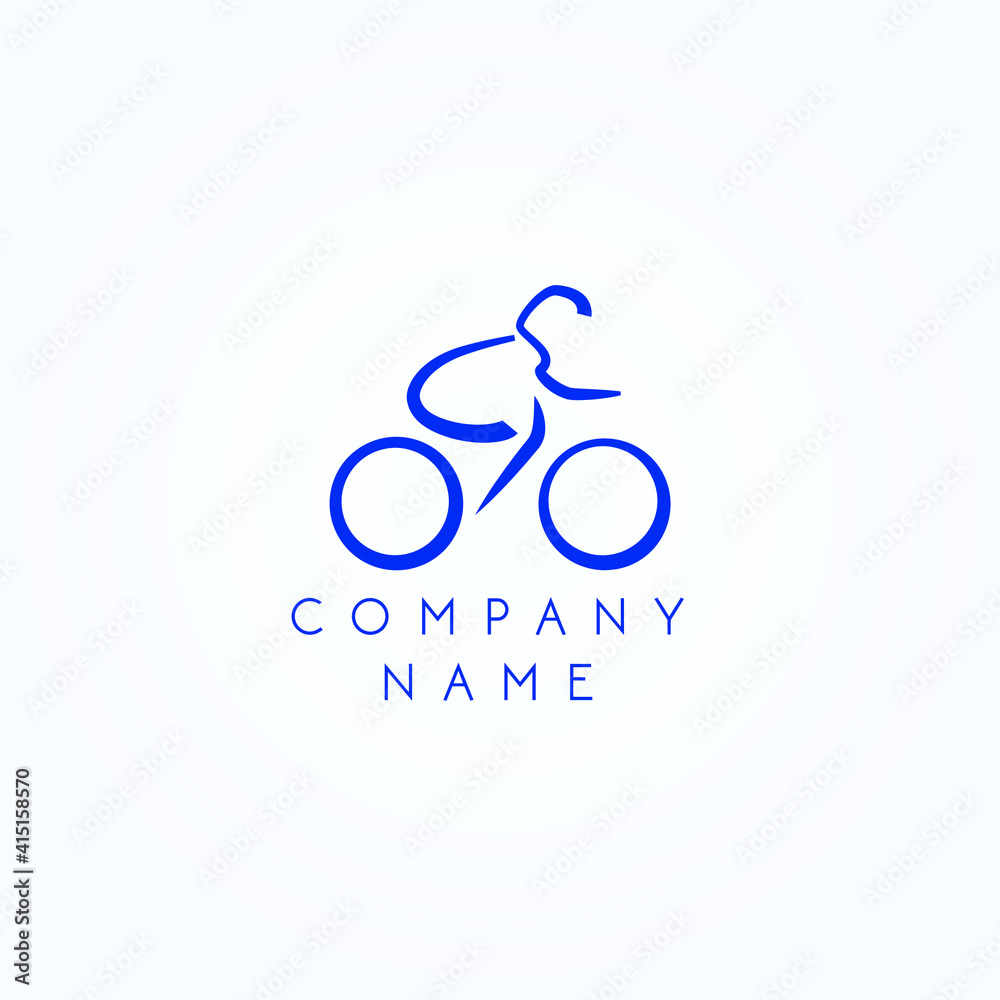 Modern bicycle logo. Minimal rider silhouette Modern bicycle logo. Minimal rider silhouette