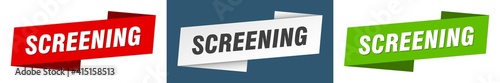 screening banner. screening ribbon label sign set