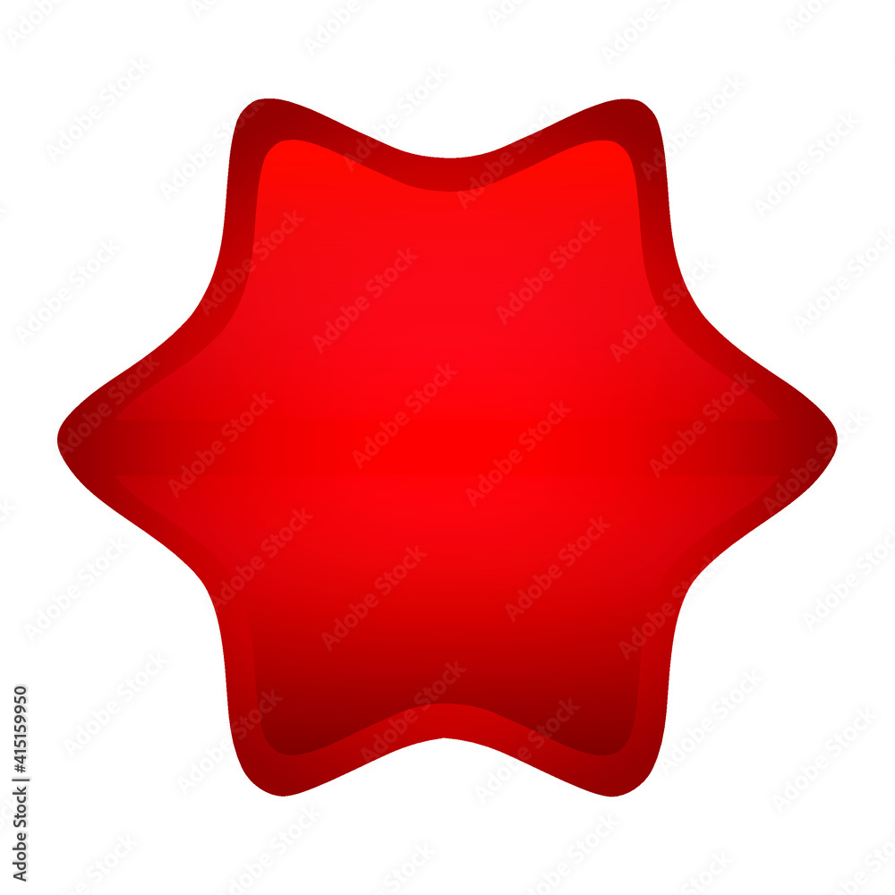 Red starburst, badge shape vector, design Red starburst, badge shape vector, design