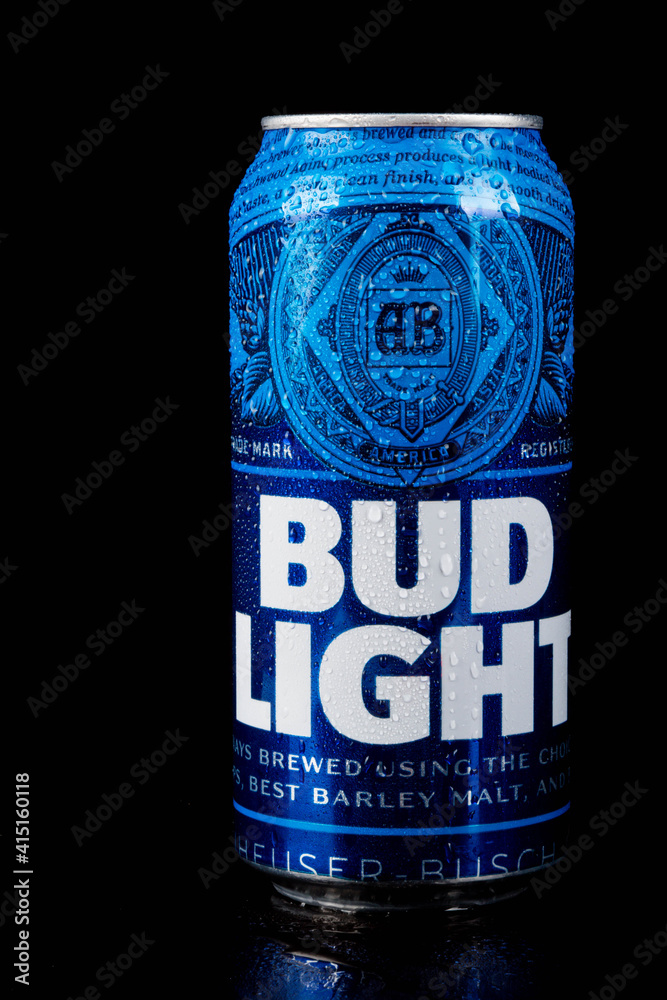 Sandhurst, United Kingdom; February 13th 2021:- A can of Bud Light