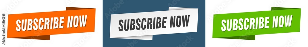 subscribe now banner. subscribe now ribbon label sign set subscribe now banner. subscribe now ribbon label sign set
