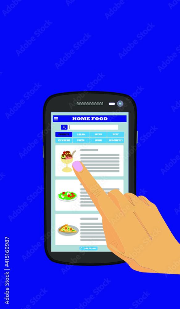 Ordering food online is almost the new normal for today's people because it's both convenient,fast and save cost (Vertical)