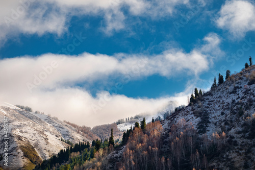Mountain winter landscape. Alma-Ata's region. Tien Shan mountains. Kazakhstan